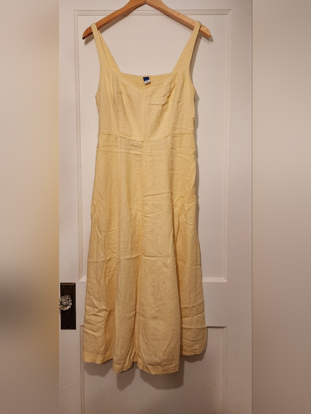 Yellow Linen Sundress with Square Neck